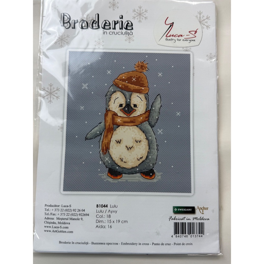 Cross Stitch Kit Lulu Cute Penguin In Hat And Scarf Moldova